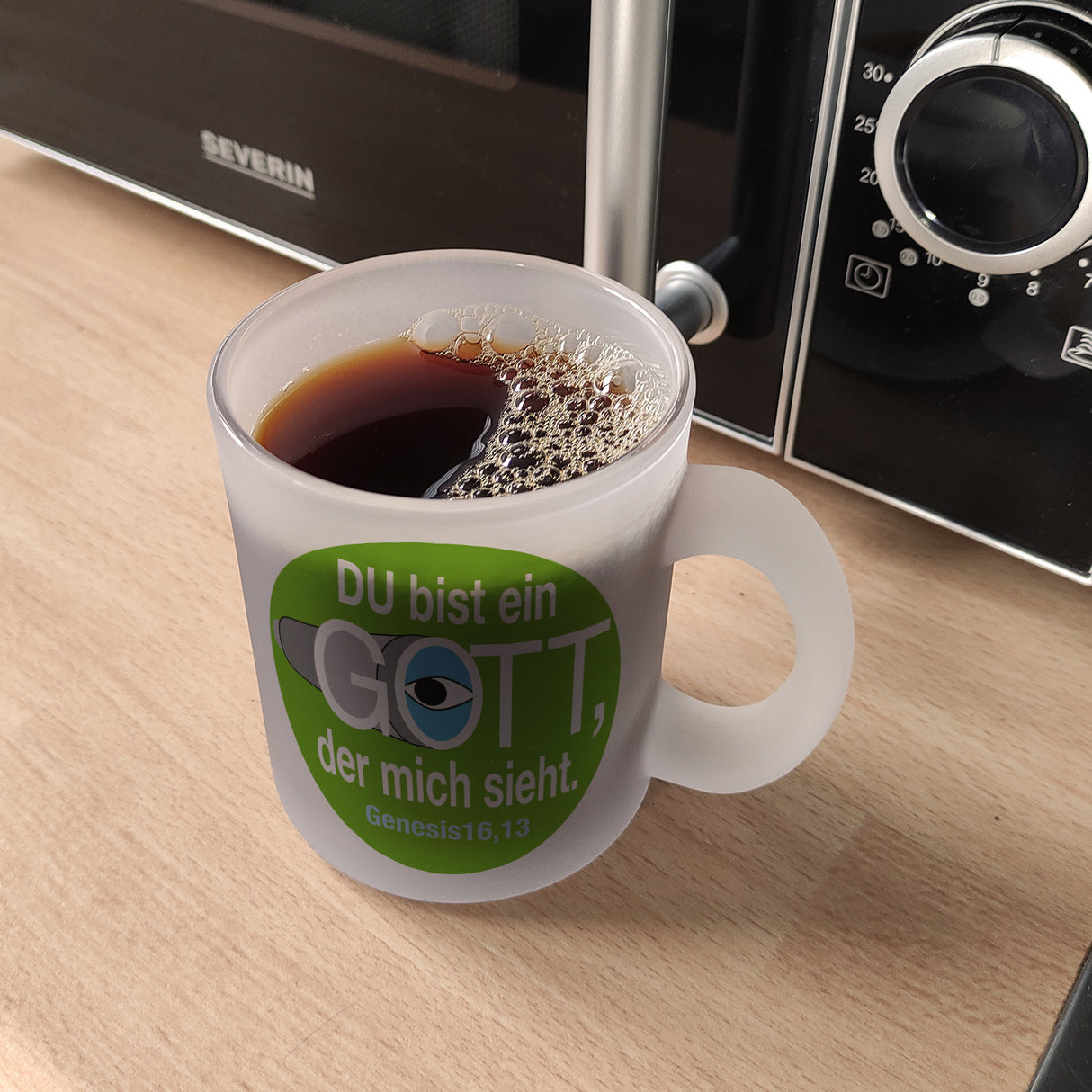 Du bist ein Gott, der mich sieht. Kaffeebecher mit Bibel Zitat