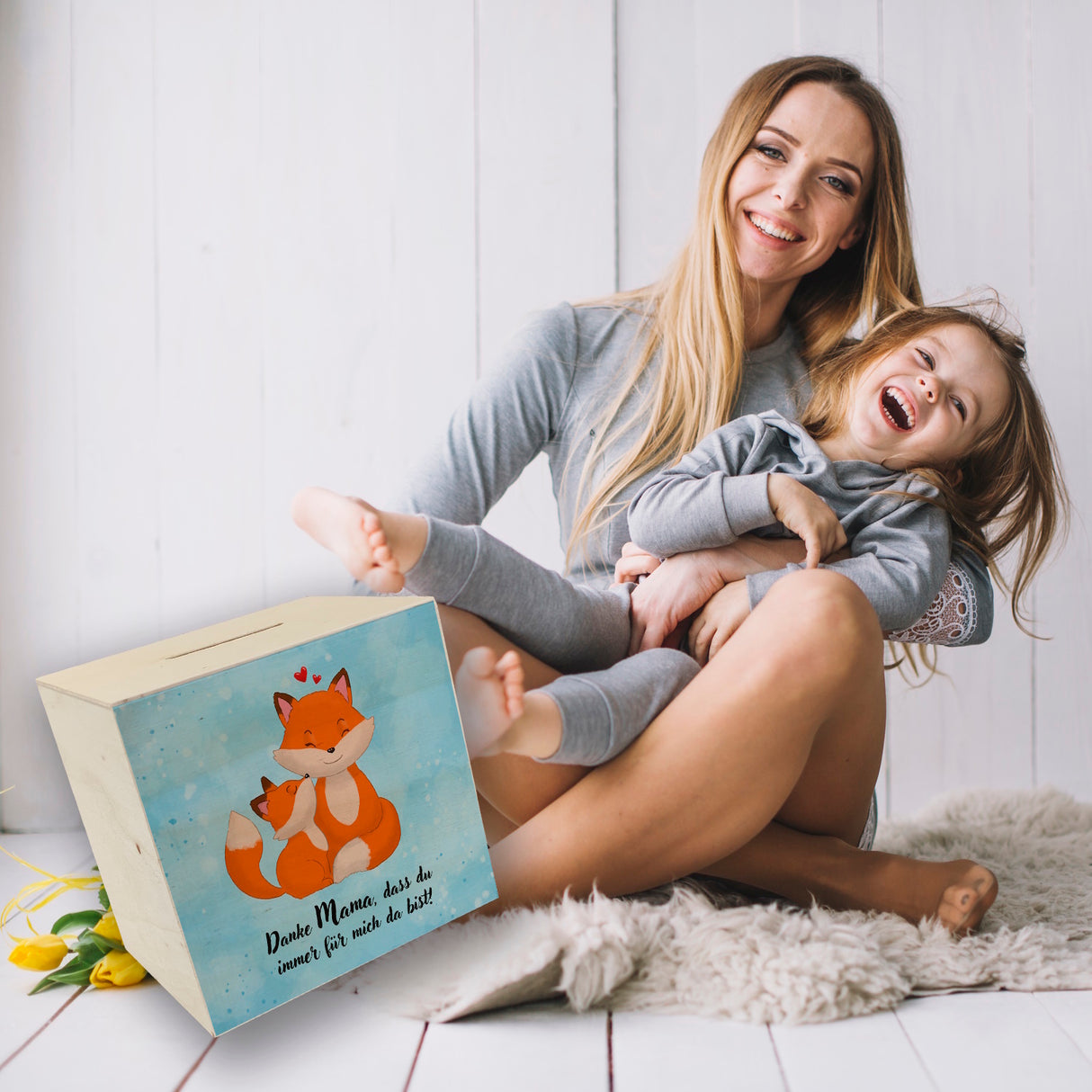 Danke Mama, dass du für mich da bist Spardose mit Fuchs