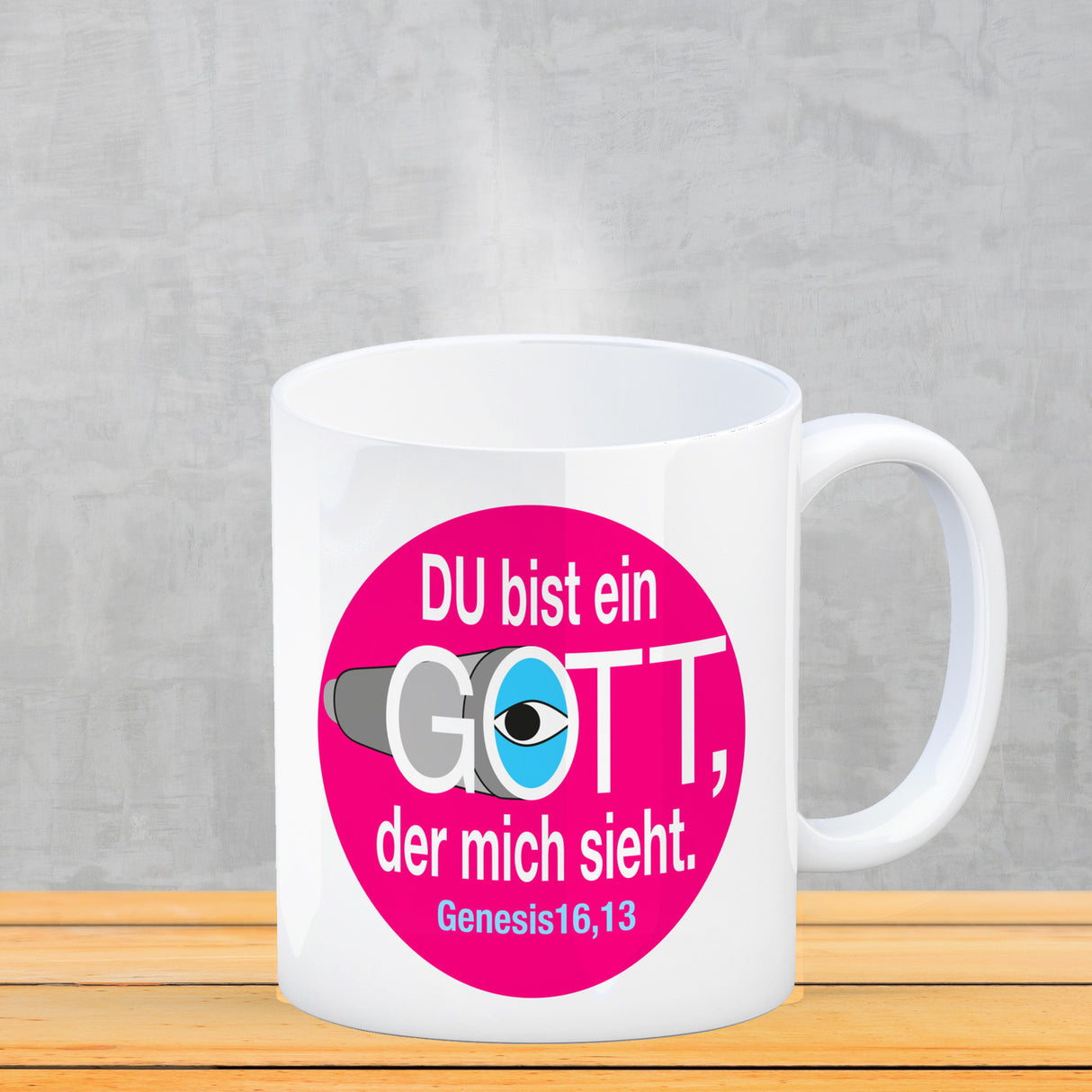 Du bist ein Gott, der mich sieht. Kaffeebecher mit Bibel Zitat