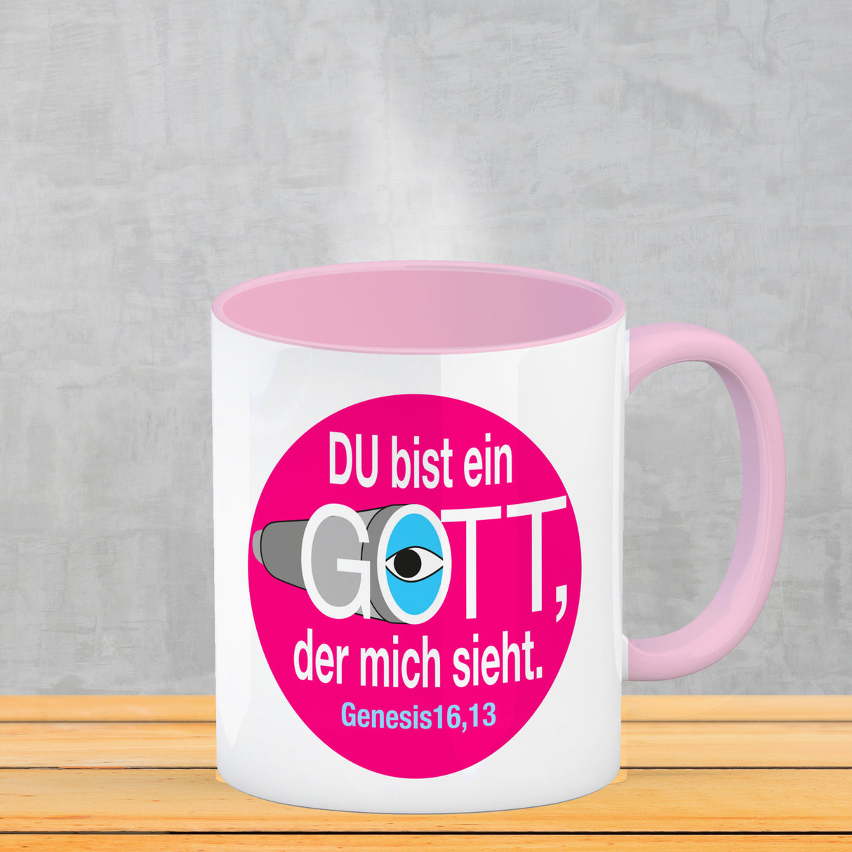 Du bist ein Gott, der mich sieht. Kaffeebecher mit Bibel Zitat