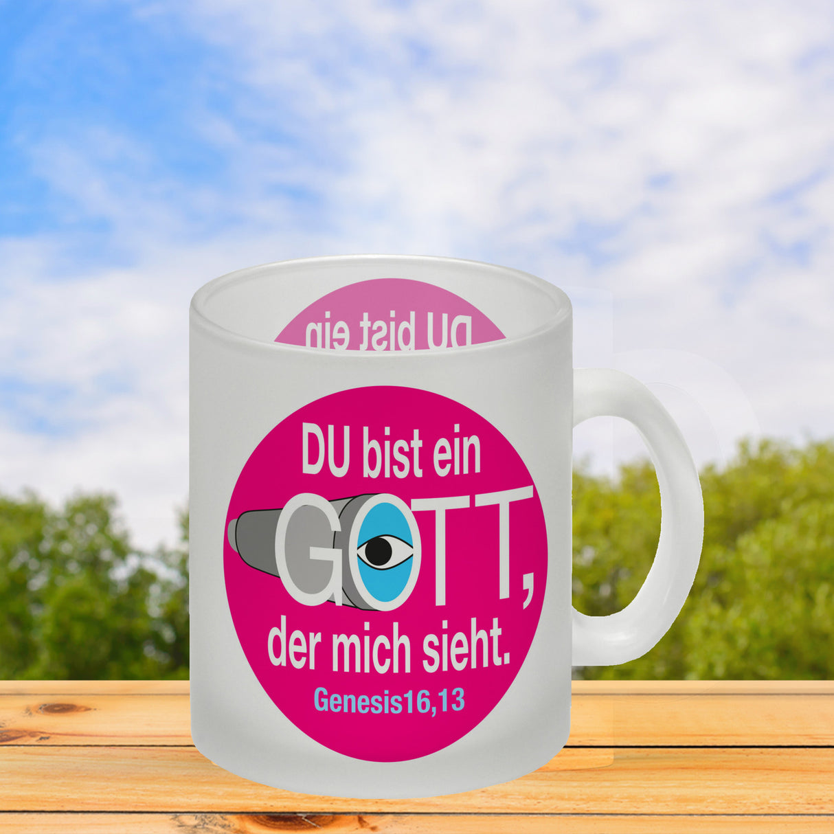 Du bist ein Gott, der mich sieht. Kaffeebecher mit Bibel Zitat