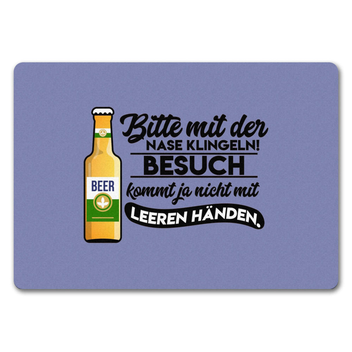 Bitte mit der Nase klingeln Fußmatte in 35x50 cm in orange mit Spruch und Biermotiv