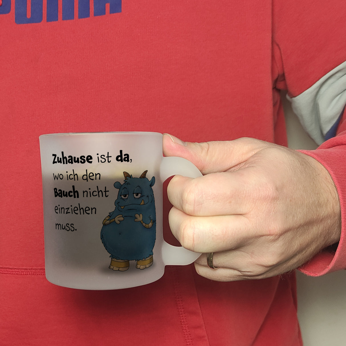 Freches Monster Kaffeebecher mit lustigem Spruch