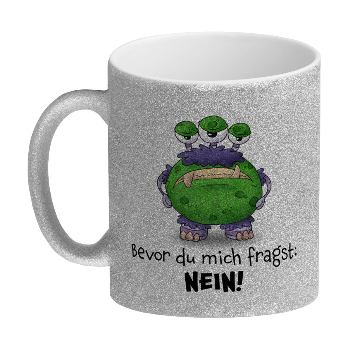 Freches Monster -lila Kaffeebecher mit lustigem Spruch