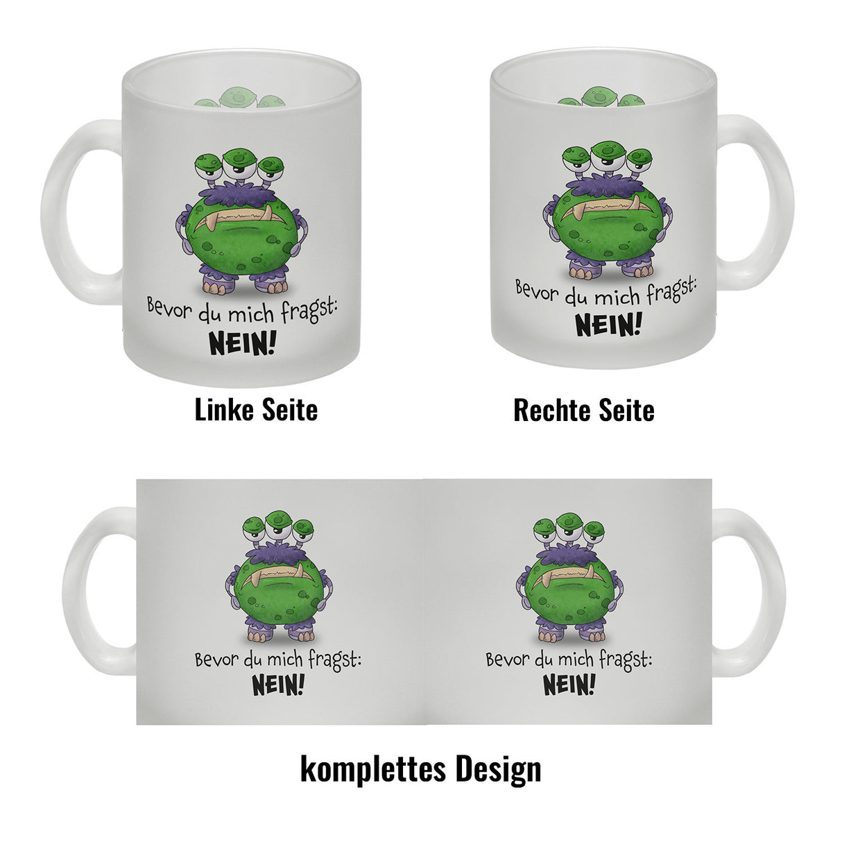 Freches Monster -lila Kaffeebecher mit lustigem Spruch
