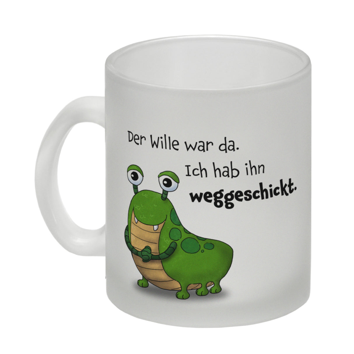Freches Monster Kaffeebecher mit lustigem Spruch