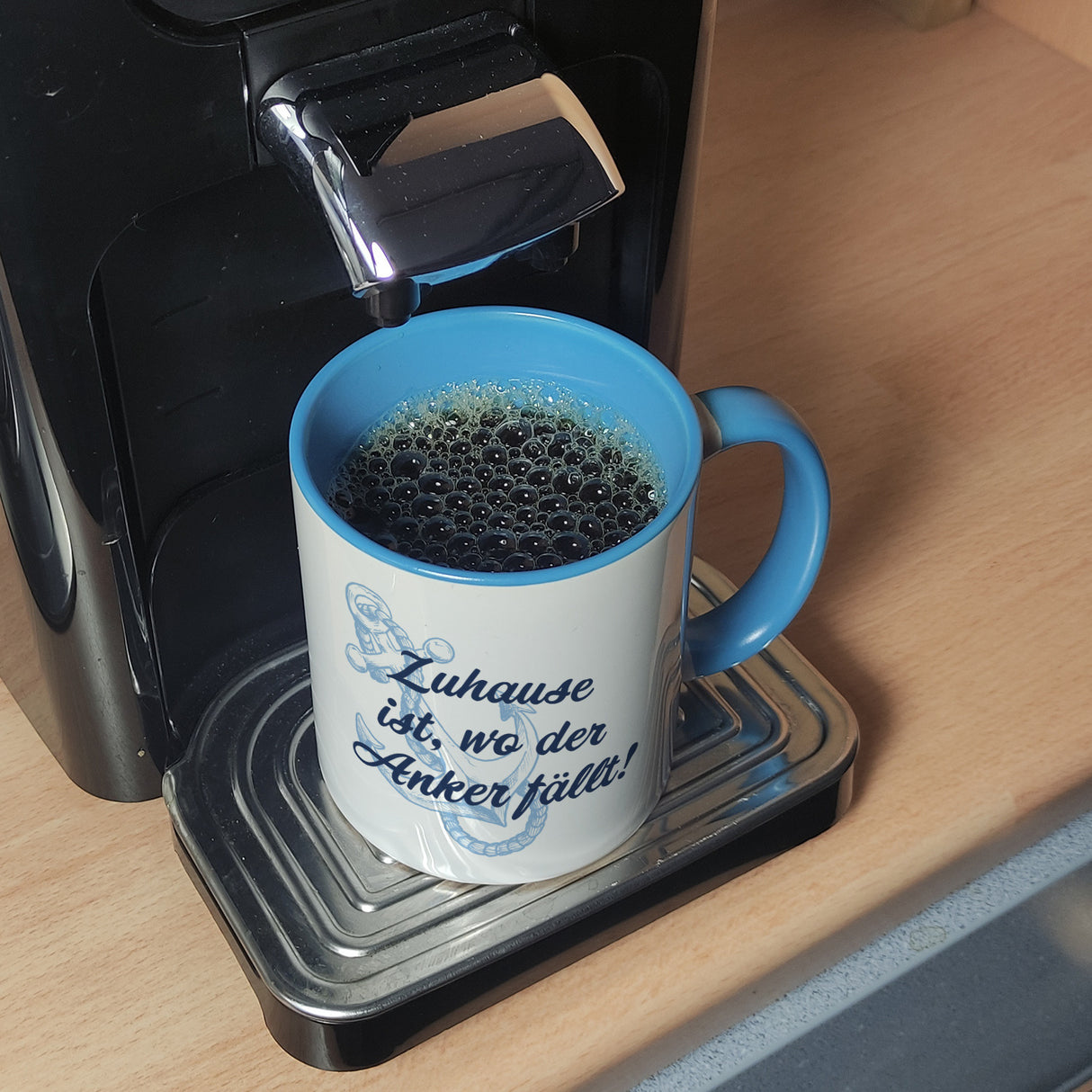Anker Kaffeebecher mit Spruch Zuhause ist, wo der Anker fällt