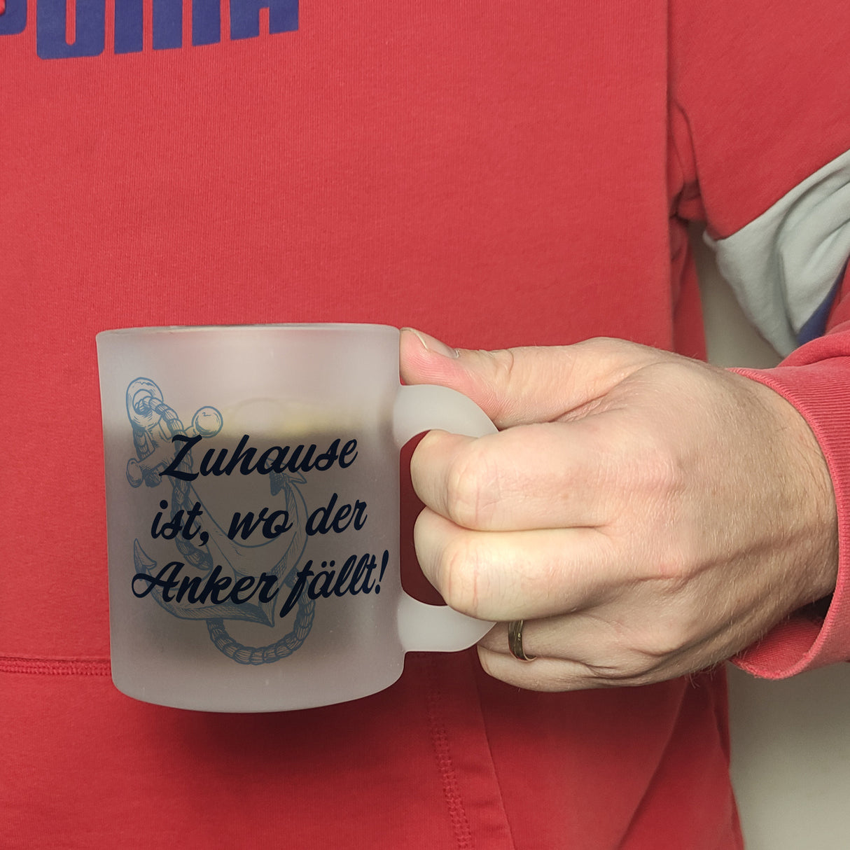 Anker Kaffeebecher mit Spruch Zuhause ist, wo der Anker fällt