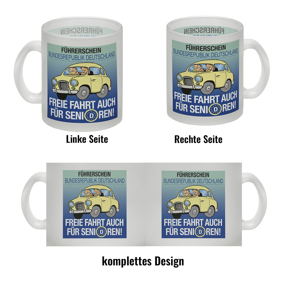 Freie Fahrt auch für Senioren Kaffeebecher mit Oldtimer Motiv