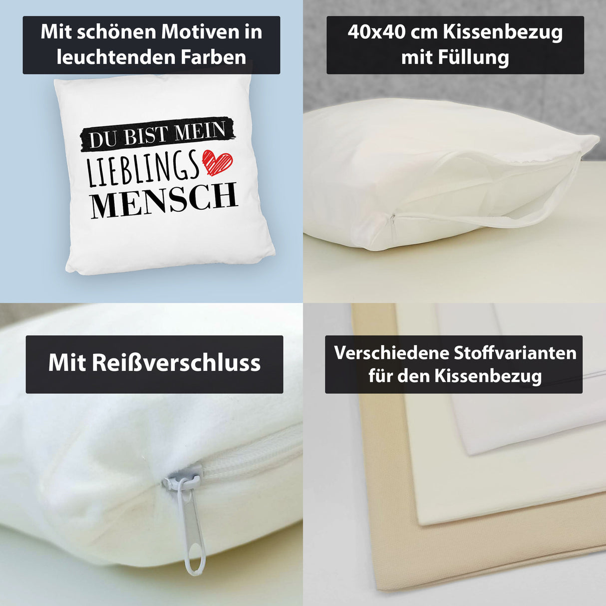 Liebe Kissen mit Spruch - Du bist mein Lieblingsmensch