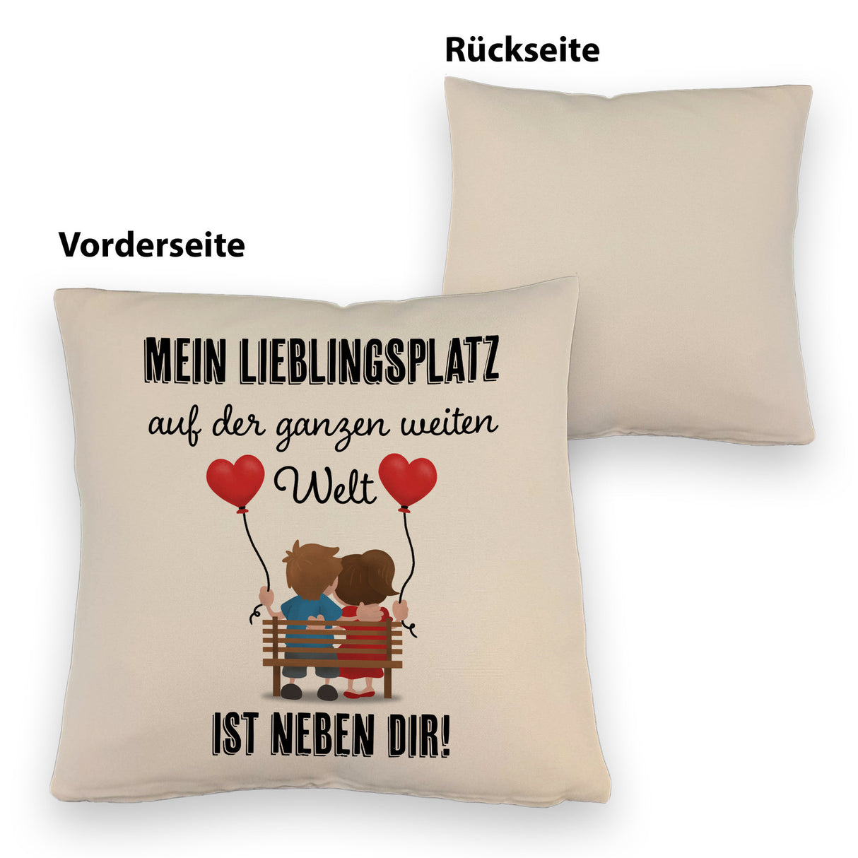 Liebespaar mit Herzballons Kissen mit Spruch