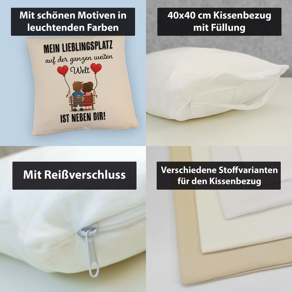 Liebespaar mit Herzballons Kissen mit Spruch