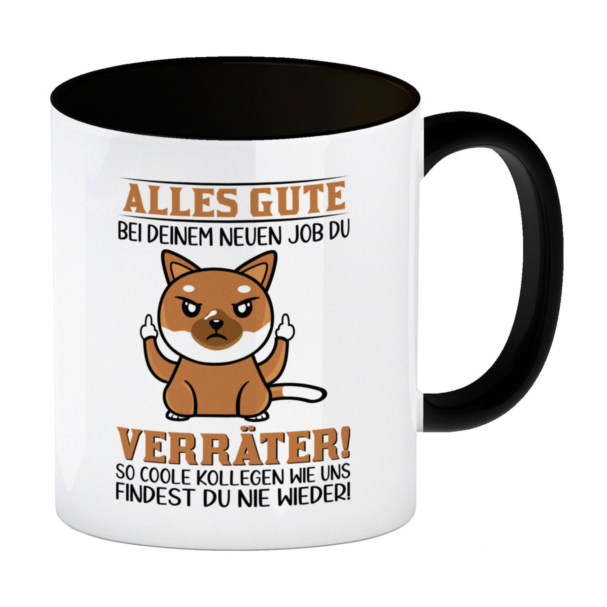 Verräter Kaffeebecher mit Spruch Alles Gute bei deinem neuen Job