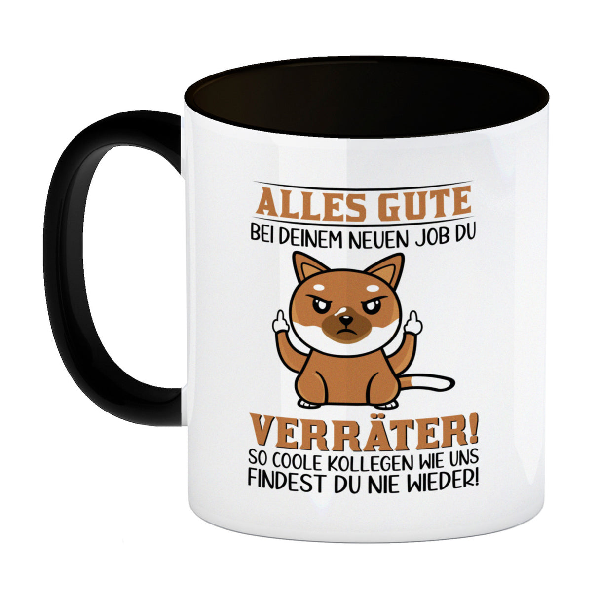 Verräter Kaffeebecher mit Spruch Alles Gute bei deinem neuen Job