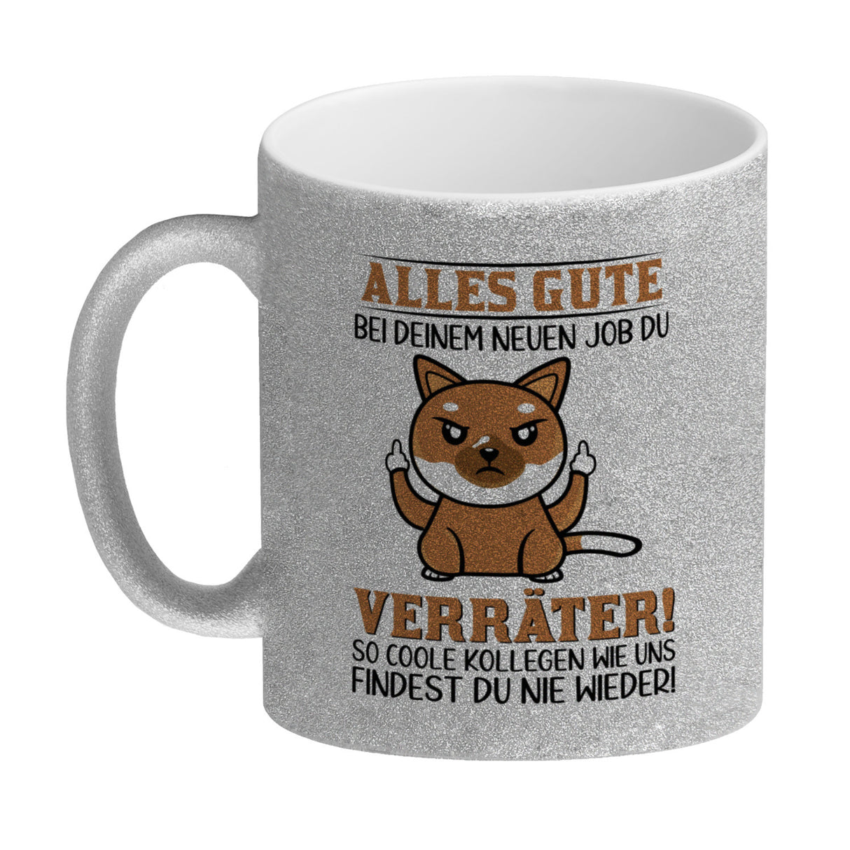 Verräter Kaffeebecher mit Spruch Alles Gute bei deinem neuen Job