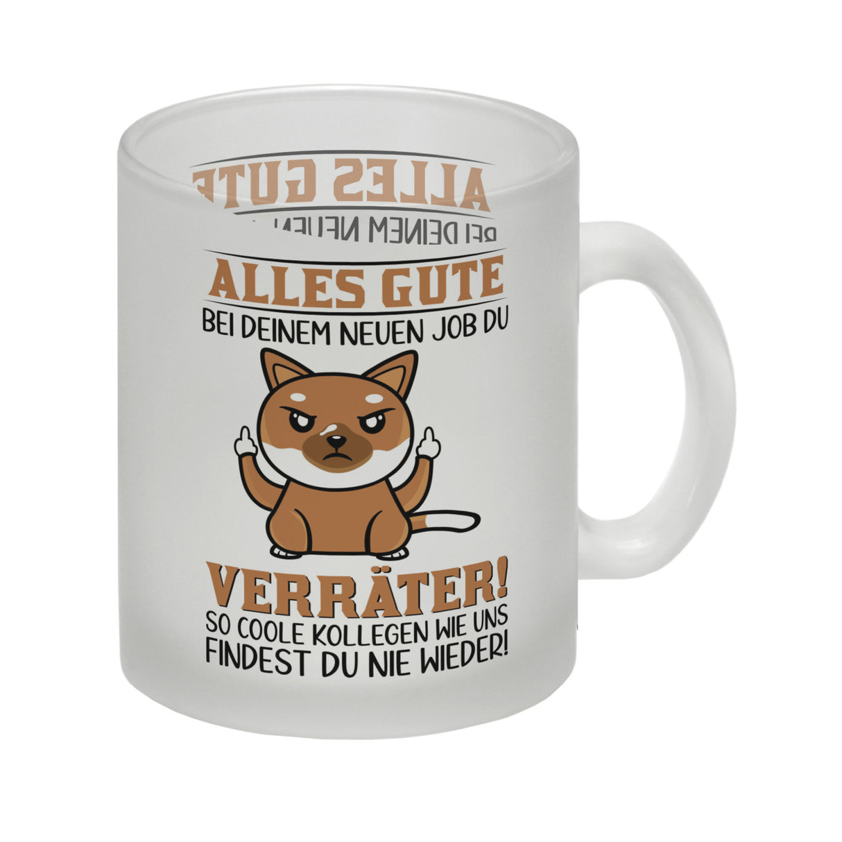 Verräter Kaffeebecher mit Spruch Alles Gute bei deinem neuen Job