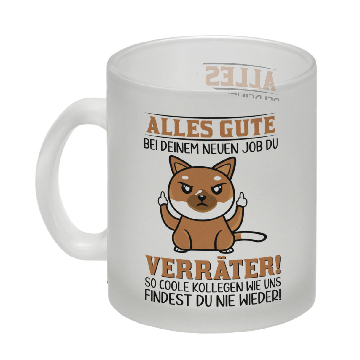 Verräter Kaffeebecher mit Spruch Alles Gute bei deinem neuen Job