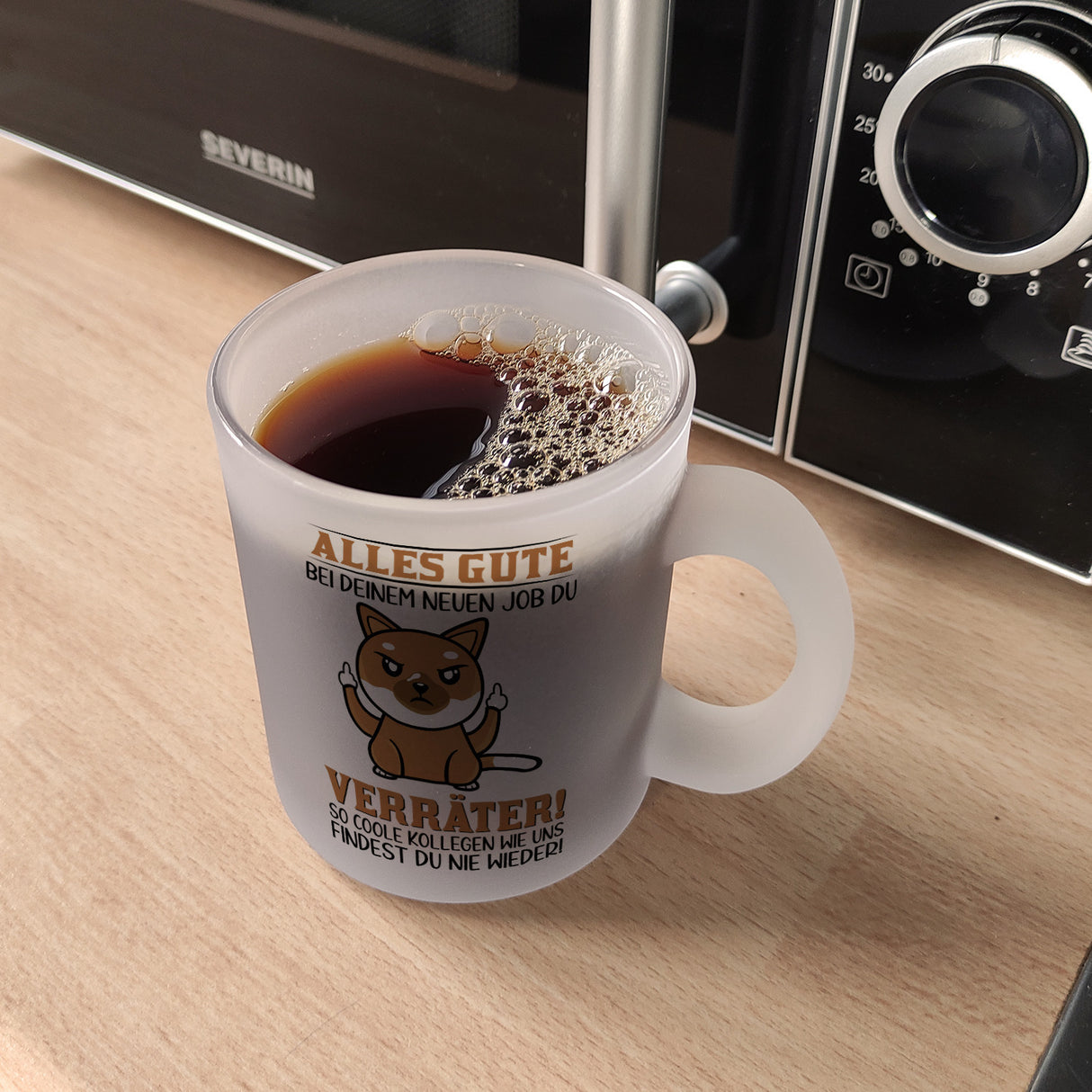 Verräter Kaffeebecher mit Spruch Alles Gute bei deinem neuen Job