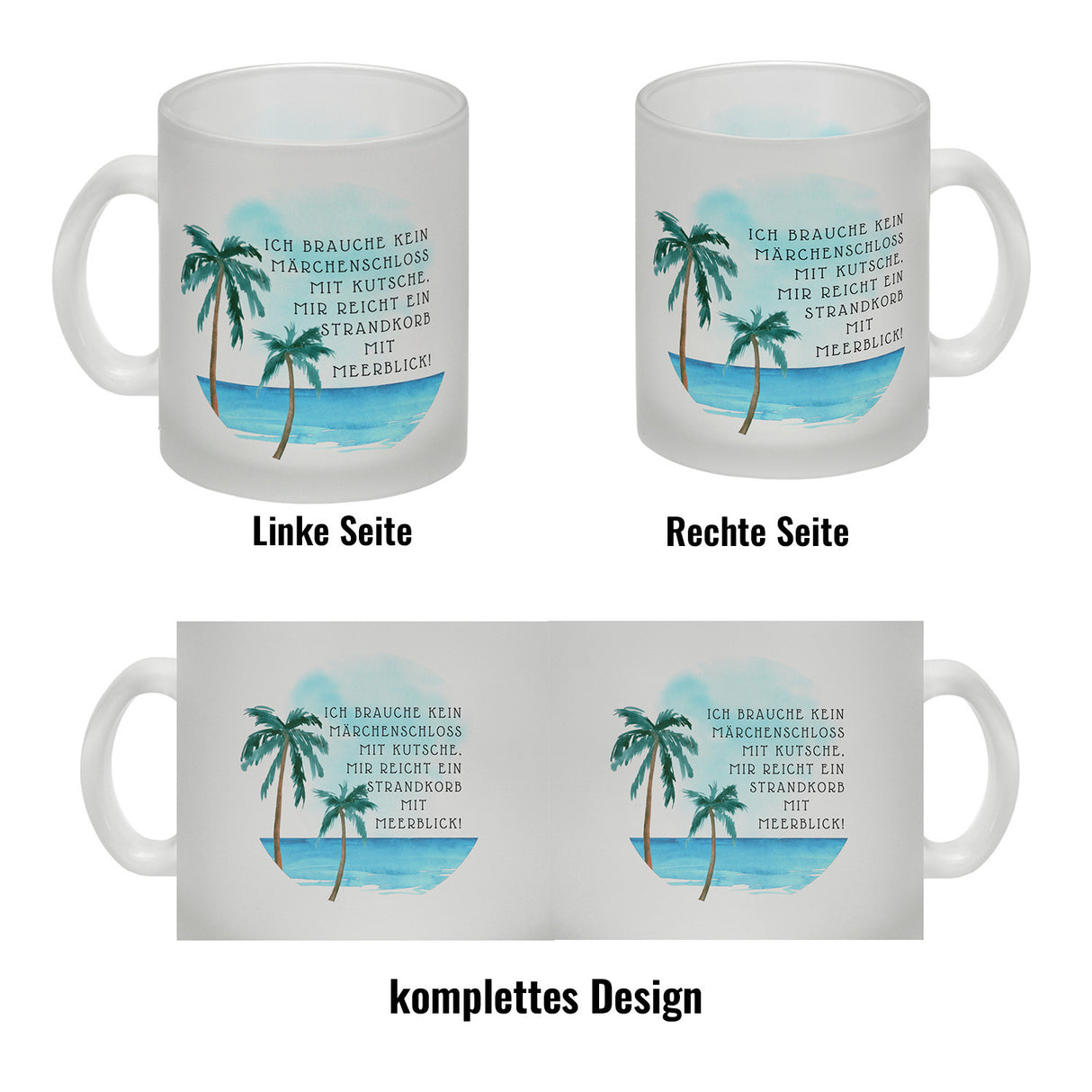 Strandkorb und Meerblick Kaffeebecher mit Spruch