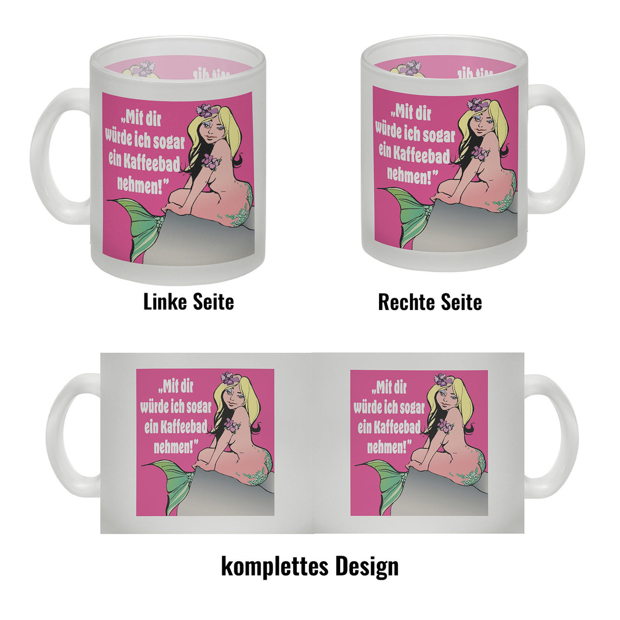 Kaffeebad mit Meerjungfrau Kaffeebecher in pink