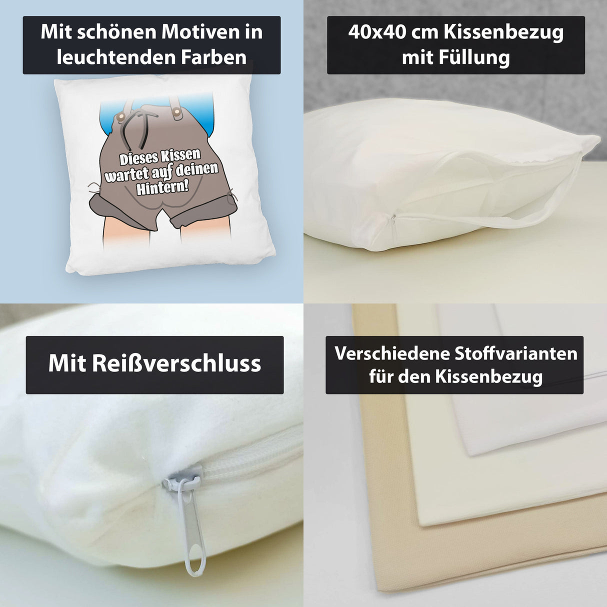 Ausruh Kissen mit lustigem Spruch Dieses Kissen wartet auf deinen Hintern