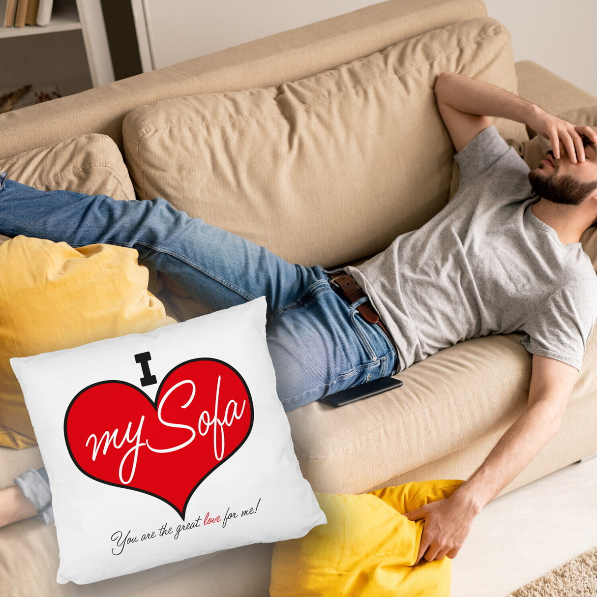 I love my Sofa Kissen zum Thema Faulenzer und Couchpotato