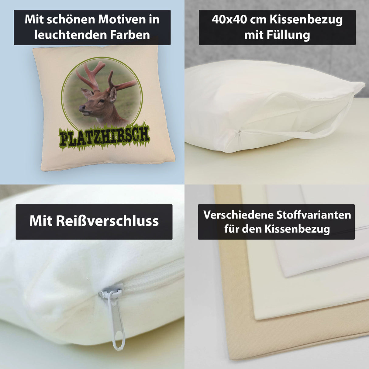 Platzhirsch Kissen mit Hirsch Motiv