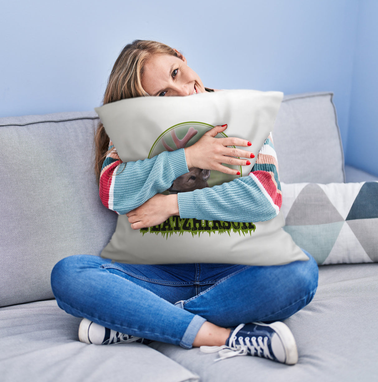 Platzhirsch Kissen mit Hirsch Motiv