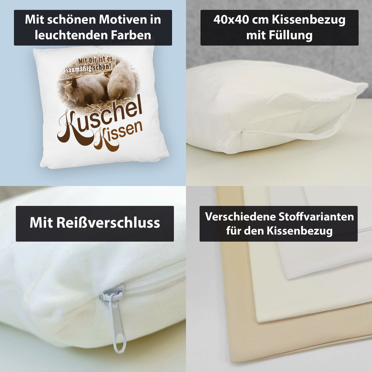 Kuschel Kissen mit Spruch Mit Dir ist es saumäßig schön!