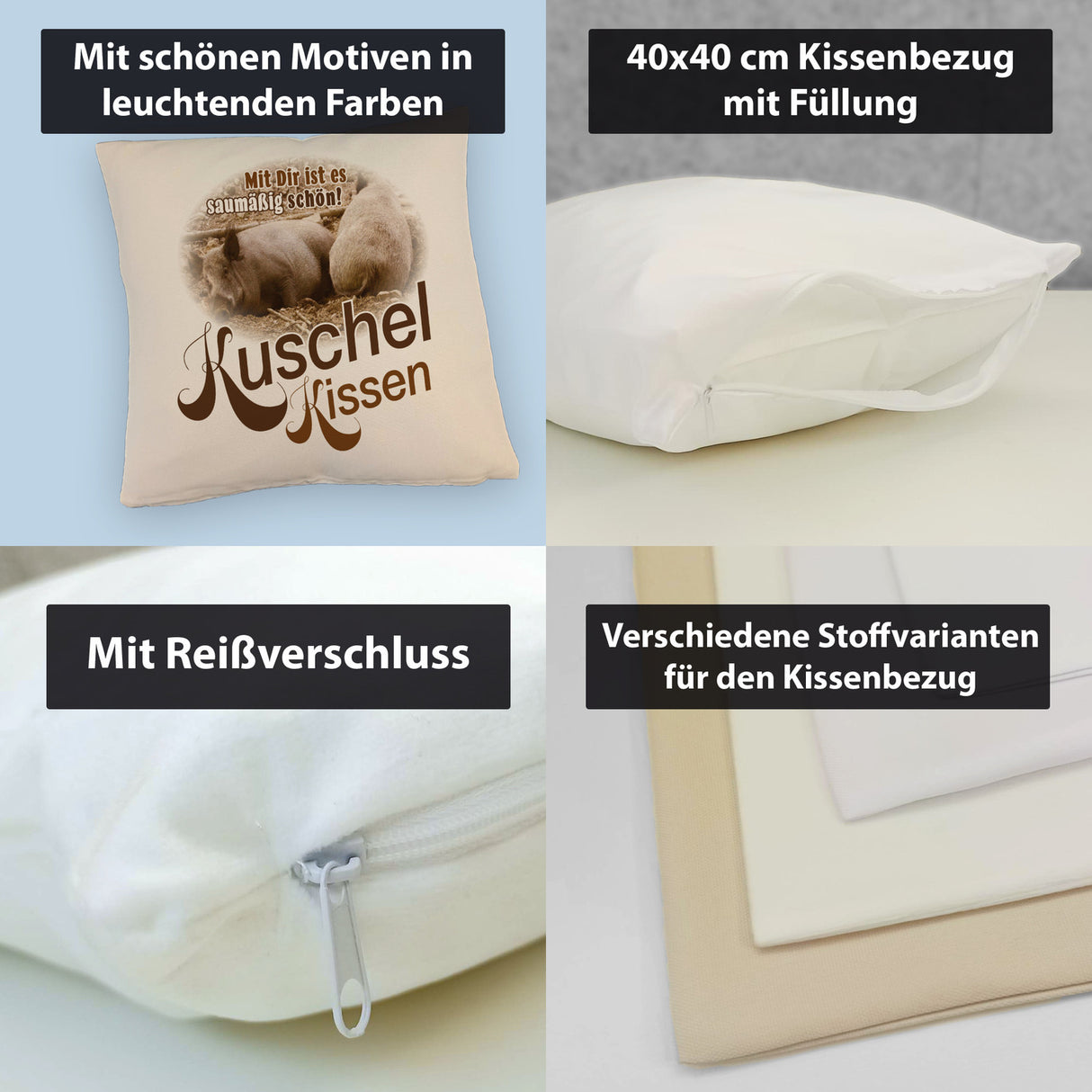 Kuschel Kissen mit Spruch Mit Dir ist es saumäßig schön!