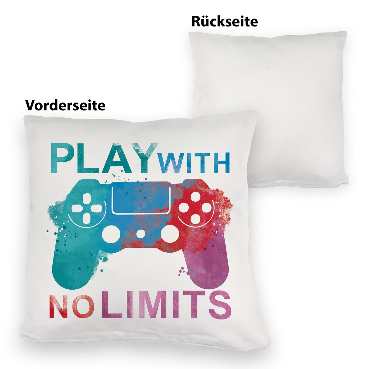 Game Controller Kissen mit Spruch Play with no limits