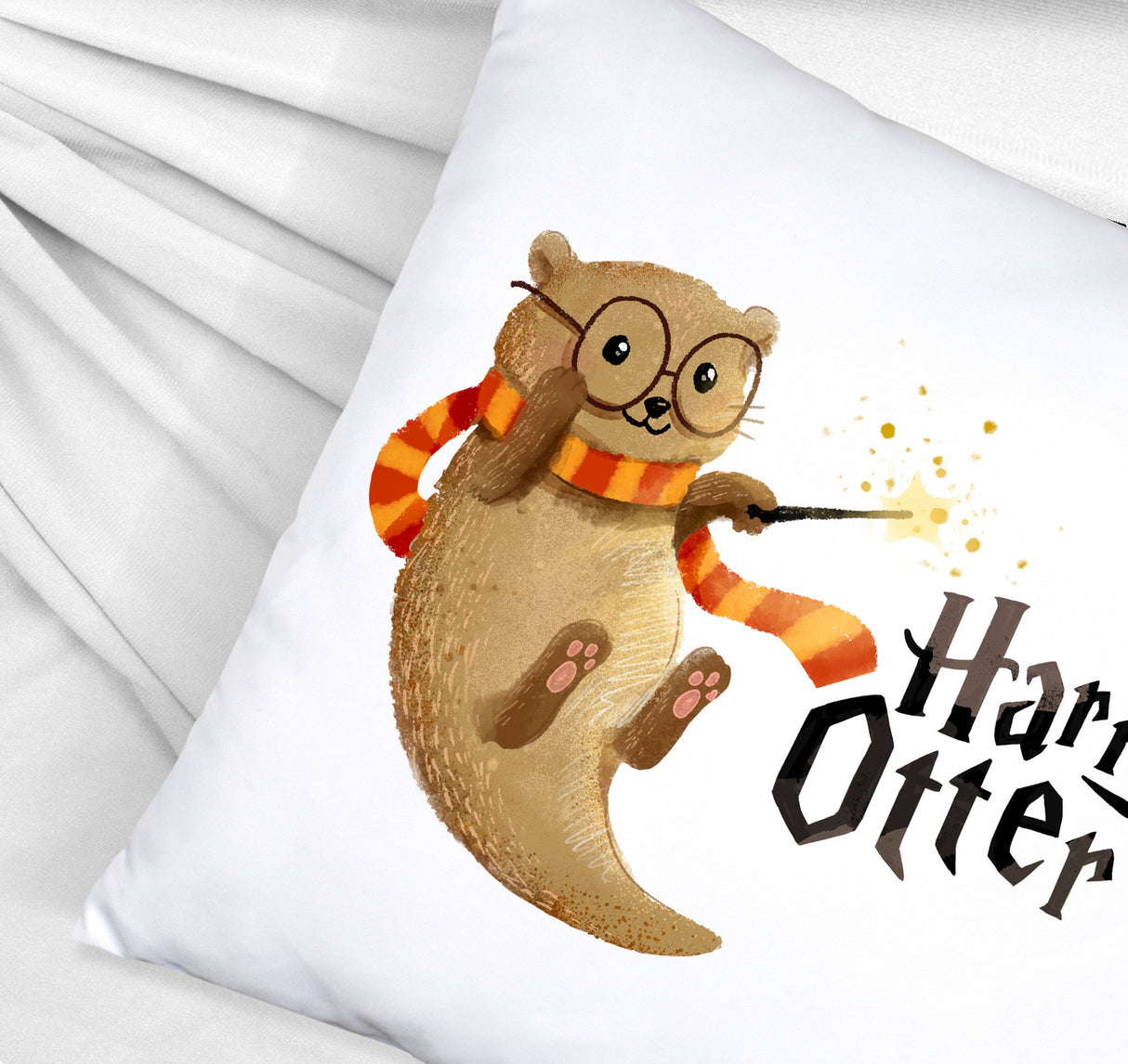 Harry Otter mit Zauberstab Kissen mit Spruch