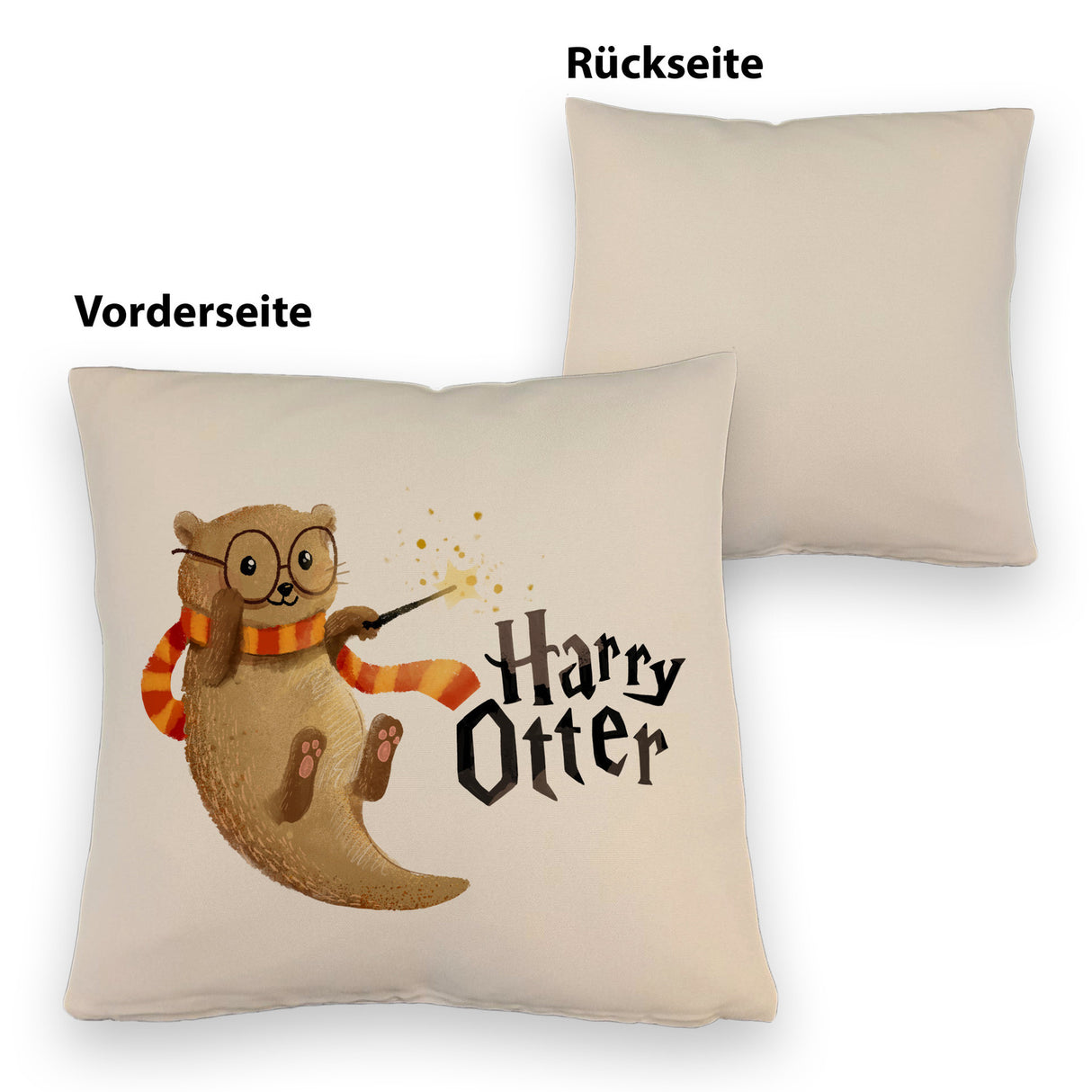 Harry Otter mit Zauberstab Kissen mit Spruch