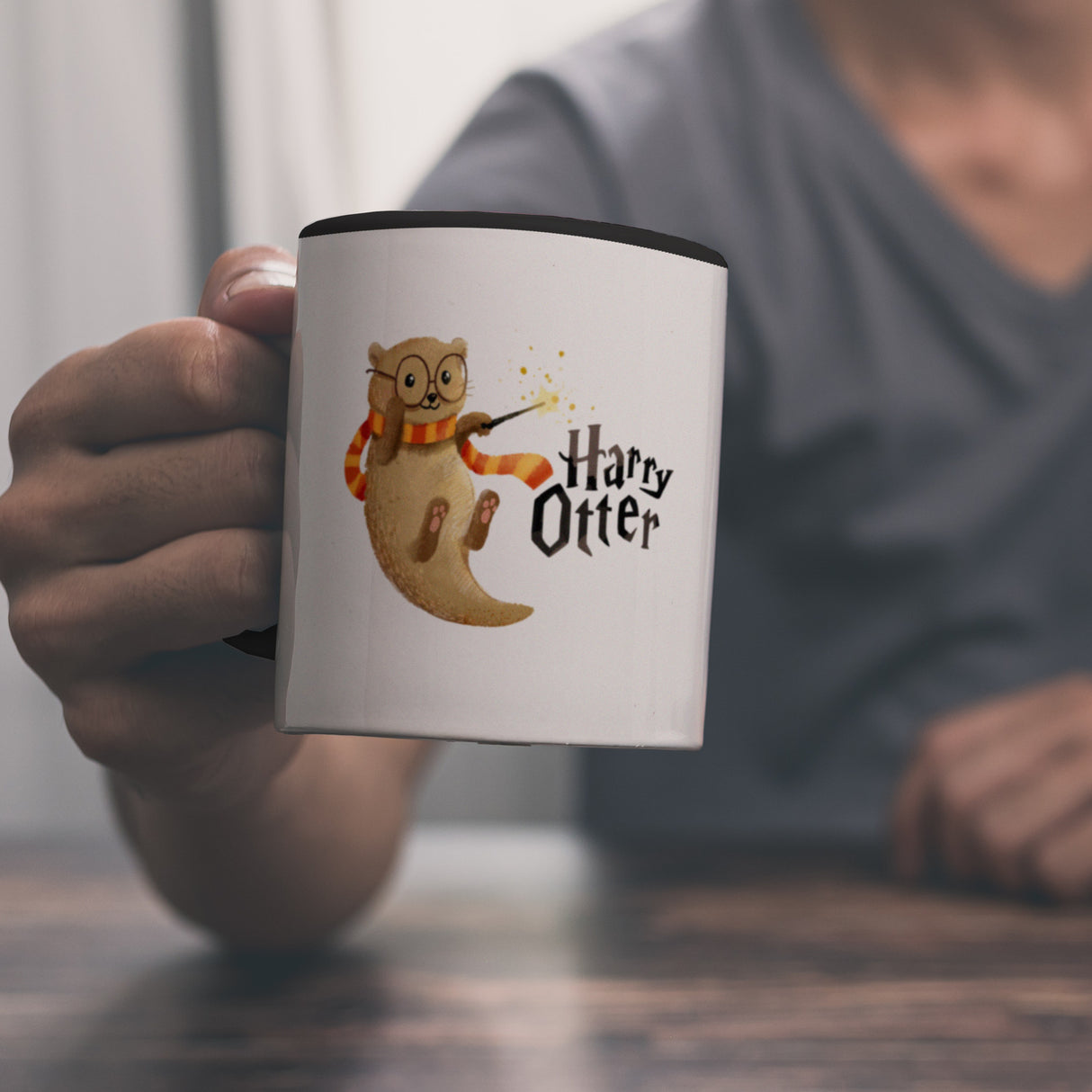 Harry Otter mit Zauberstab Kaffeebecher