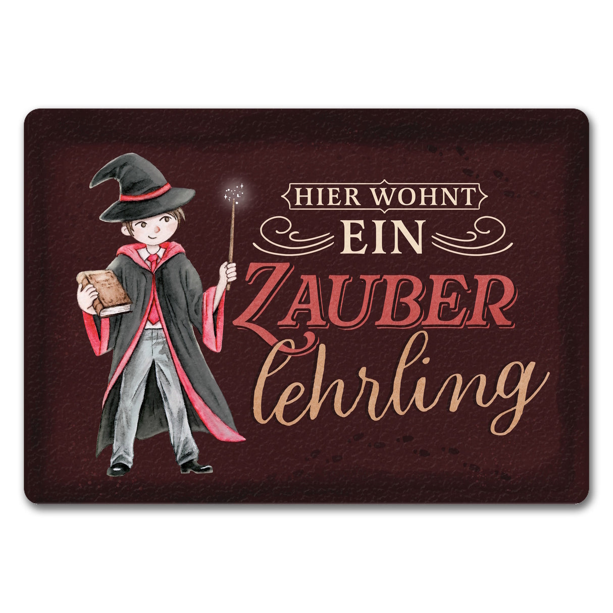 Zauberlehrling Fußmatte in 35x50 cm mit Zauberschüler mit dunklem Hintergrund