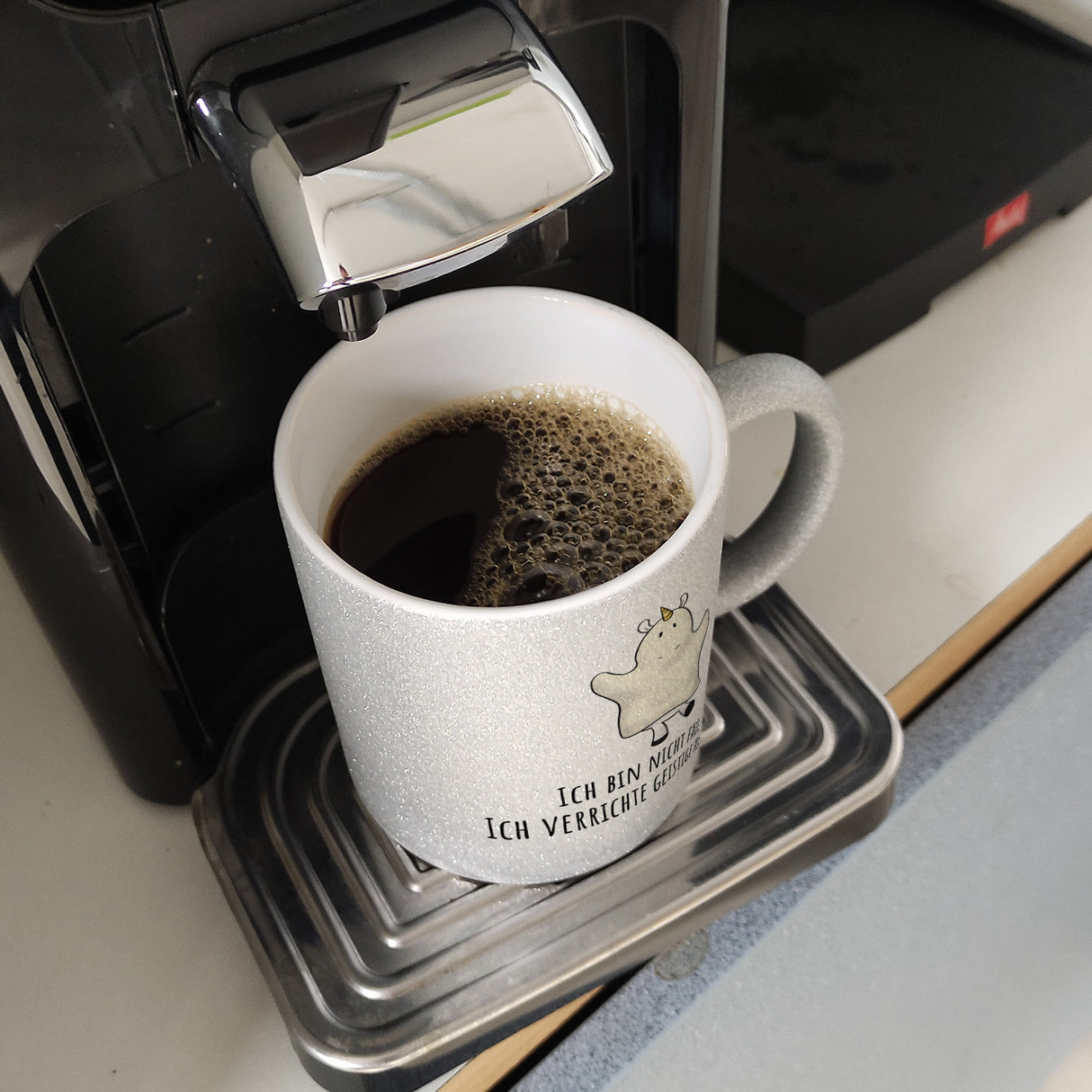 Einhorn-Geist Kaffeebecher mit Spruch Ich bin nicht faul Ich verrichte geistige Arbeit