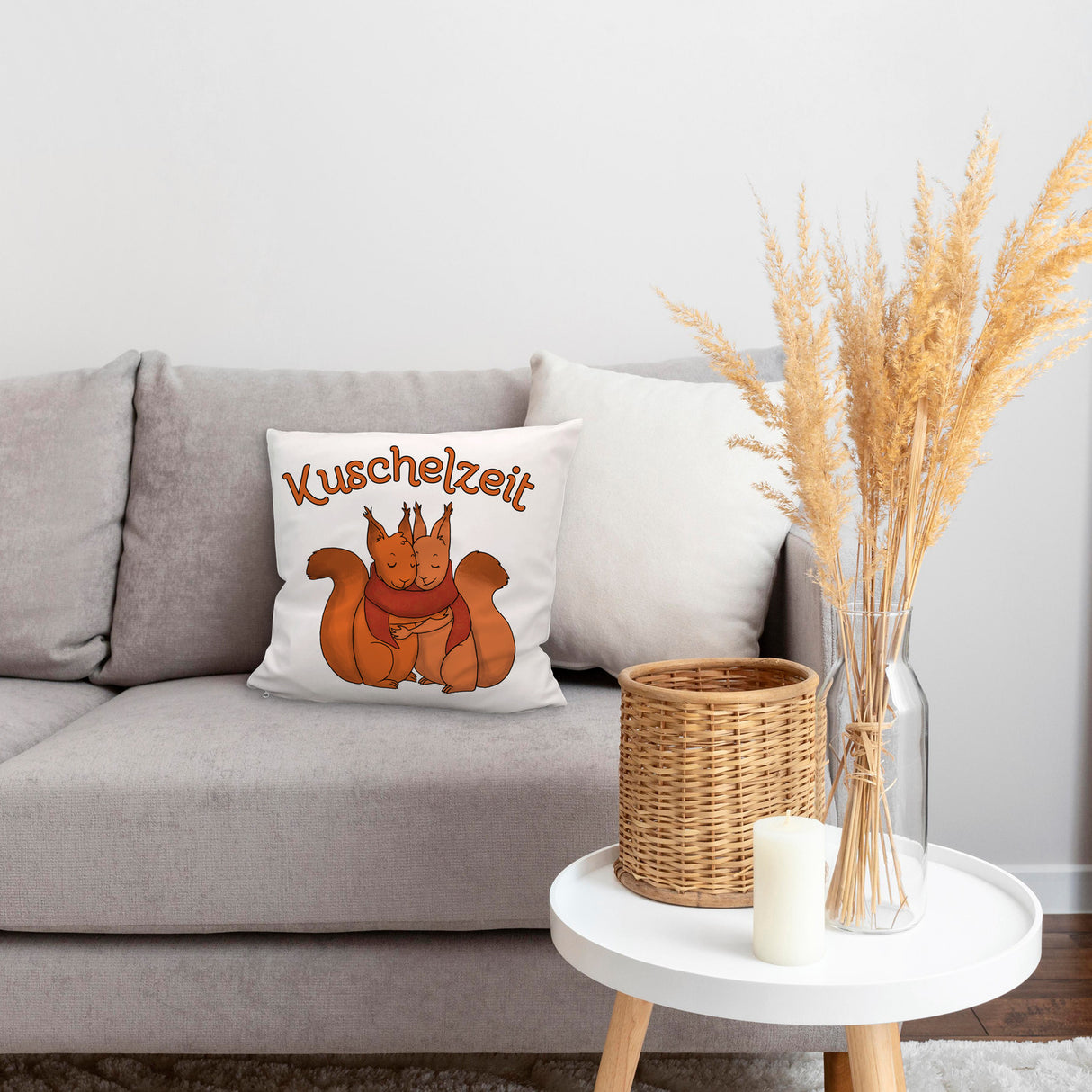 Kuschelzeit Kissen mit niedlichem Eichhörnchenpärchen