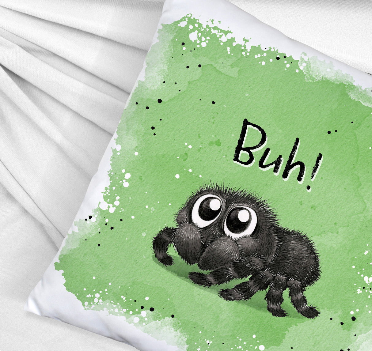 Buh! Flauschige Spinne Kissen mit Spruch