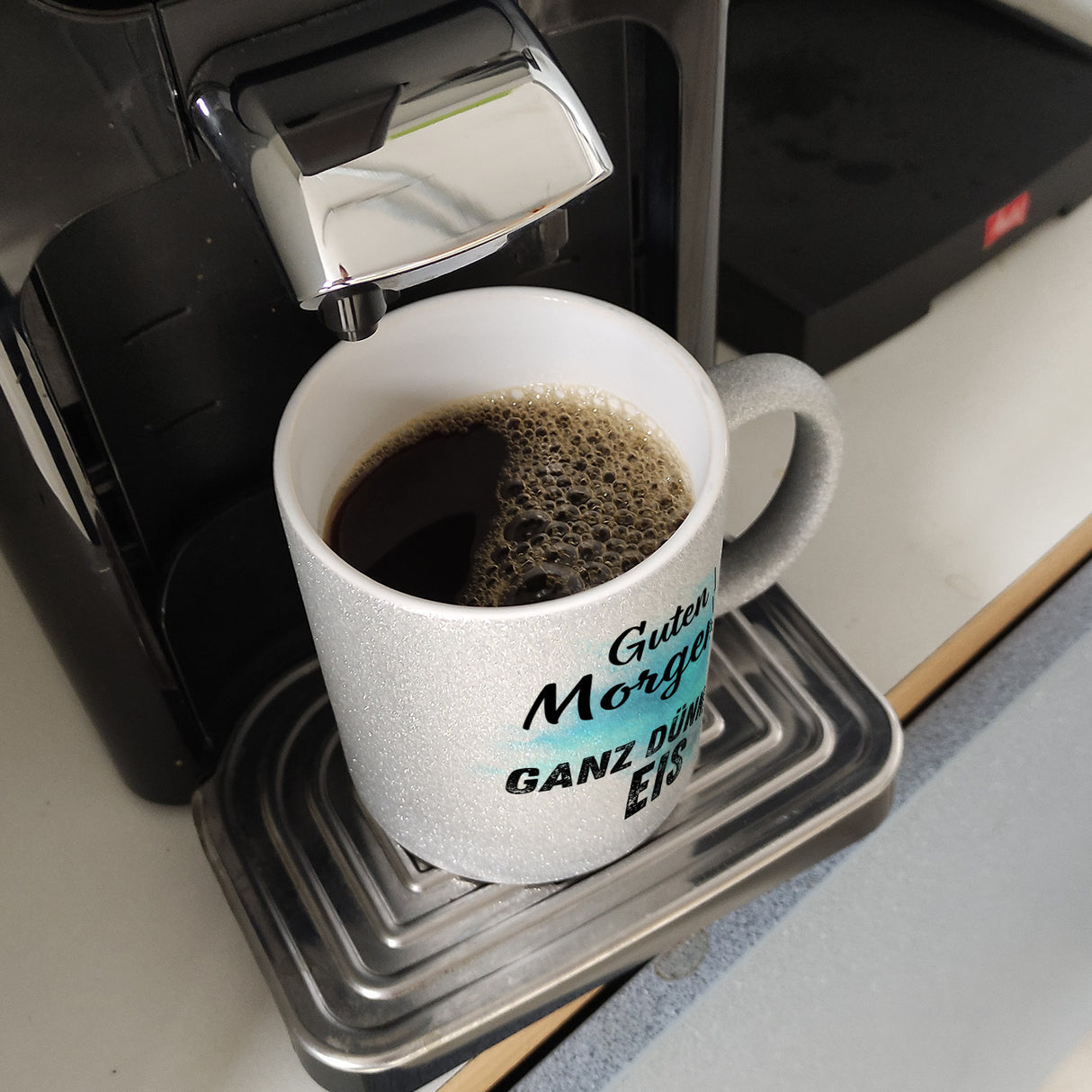 Morgenmuffel Kaffeebecher mit Spruch Guten Morgen Ganz dünnes Eis