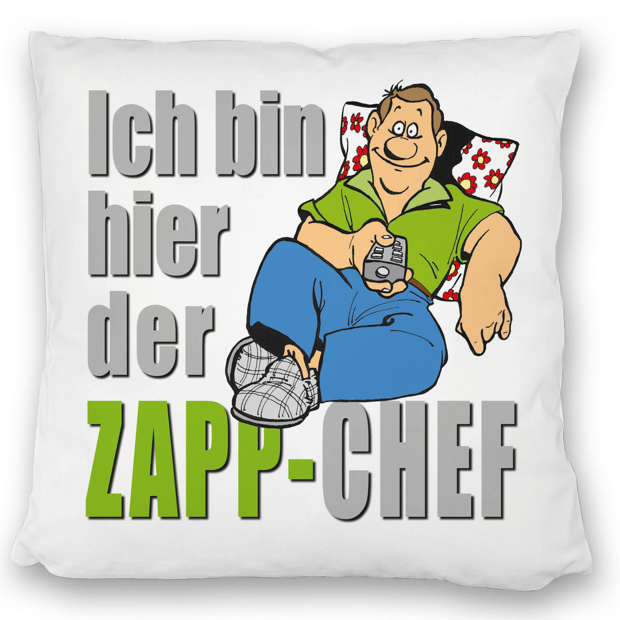 Ich bin hier der Zapp-Chef Kissen mit Text in pink