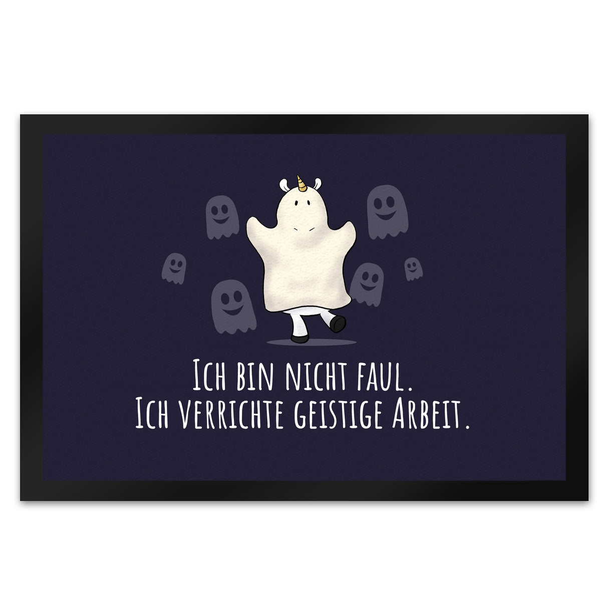 Einhorn-Geist Fußmatte in 35x50 cm mit Spruch Nicht faul mache geistige Arbeit