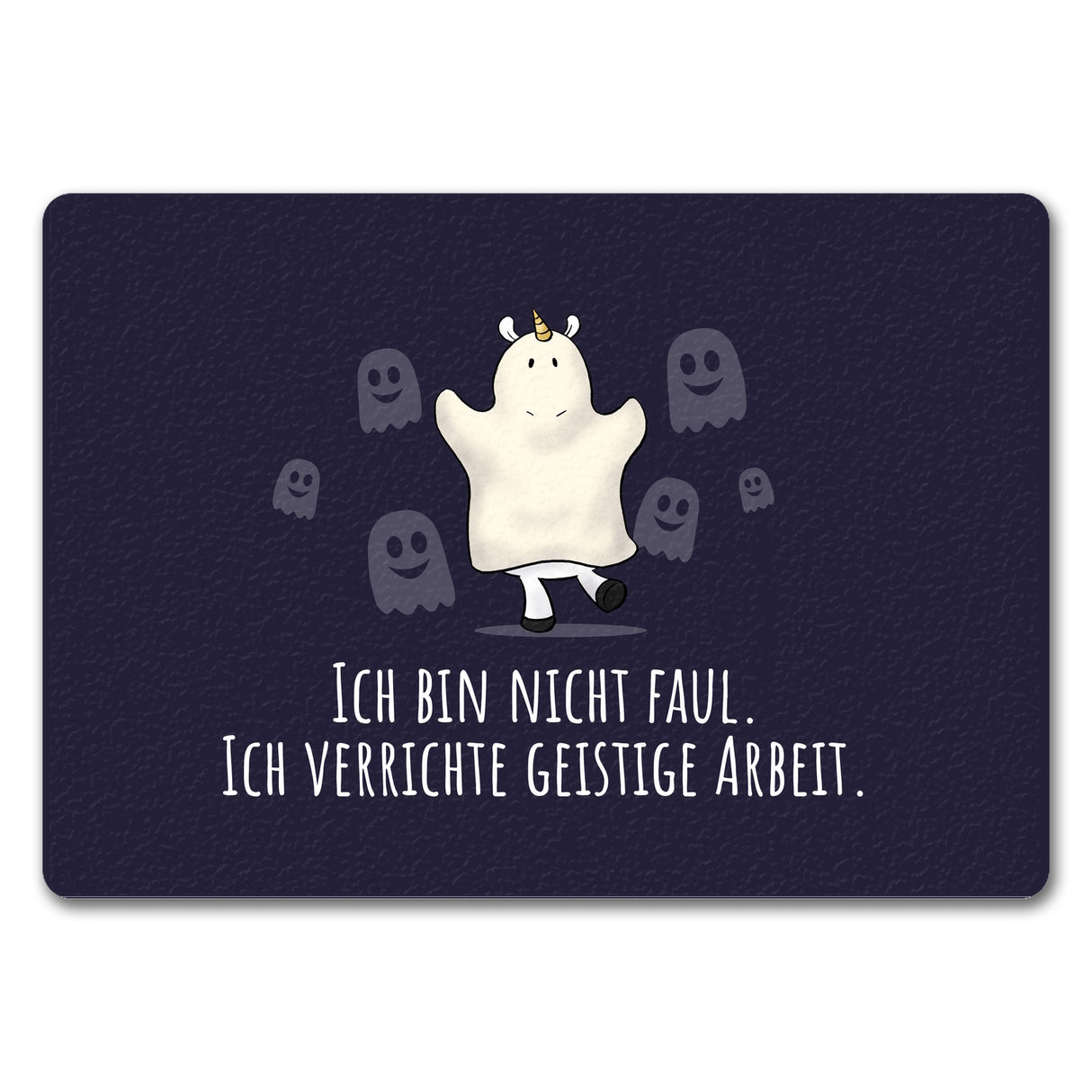 Einhorn-Geist Fußmatte in 35x50 cm mit Spruch Nicht faul mache geistige Arbeit