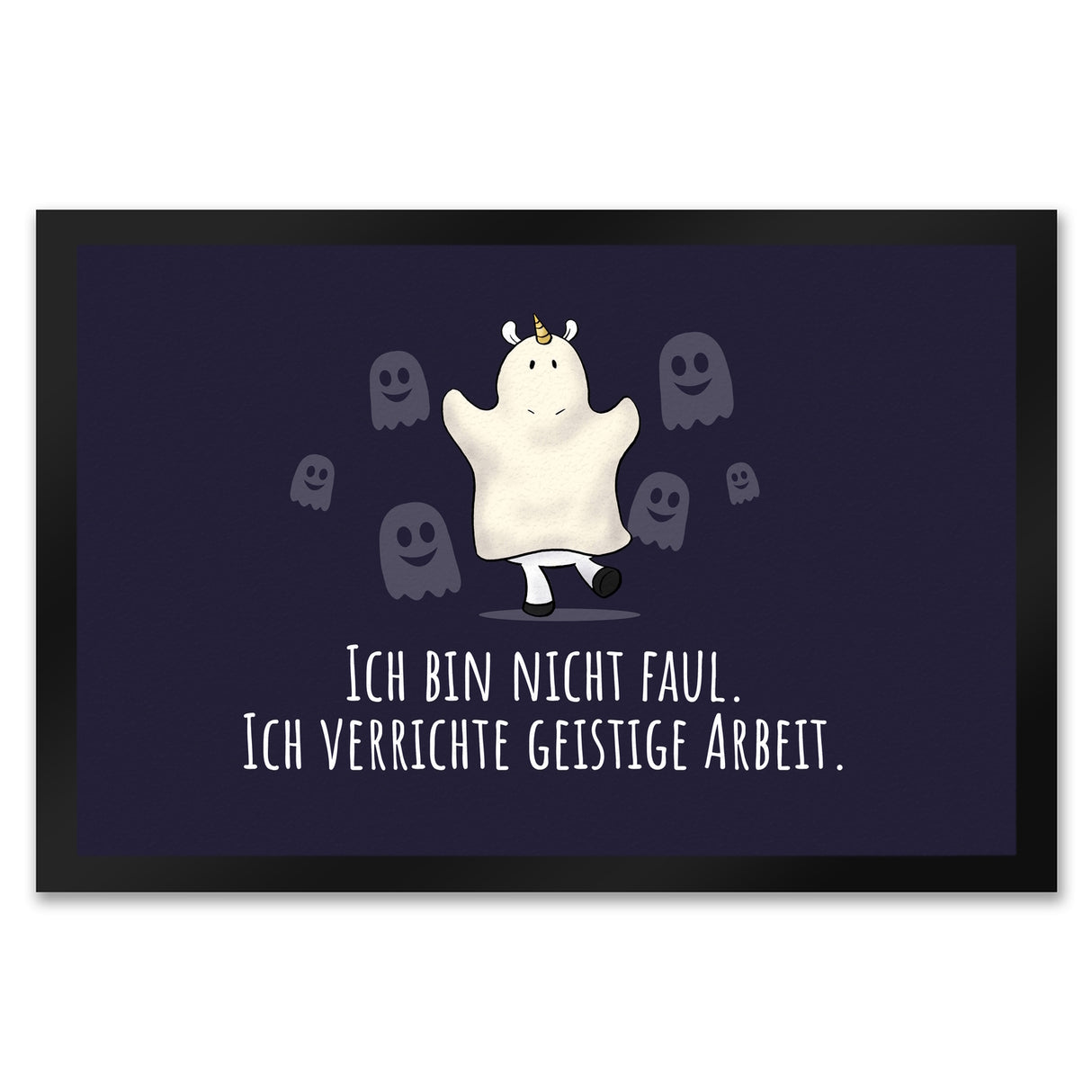 Einhorn-Geist Fußmatte in 35x50 cm mit Spruch Nicht faul mache geistige Arbeit