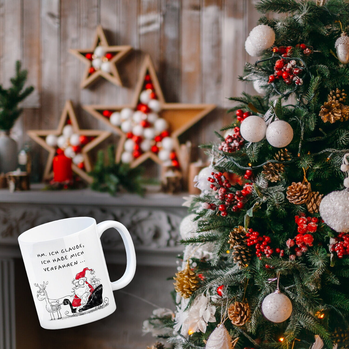 Weihnachtsmann am Naschen Kaffeebecher mit Spruch Erwischt