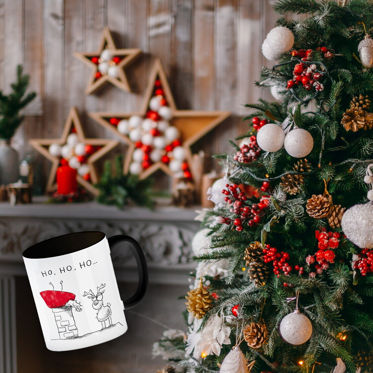 Weihnachtsmann am Naschen Kaffeebecher mit Spruch Erwischt