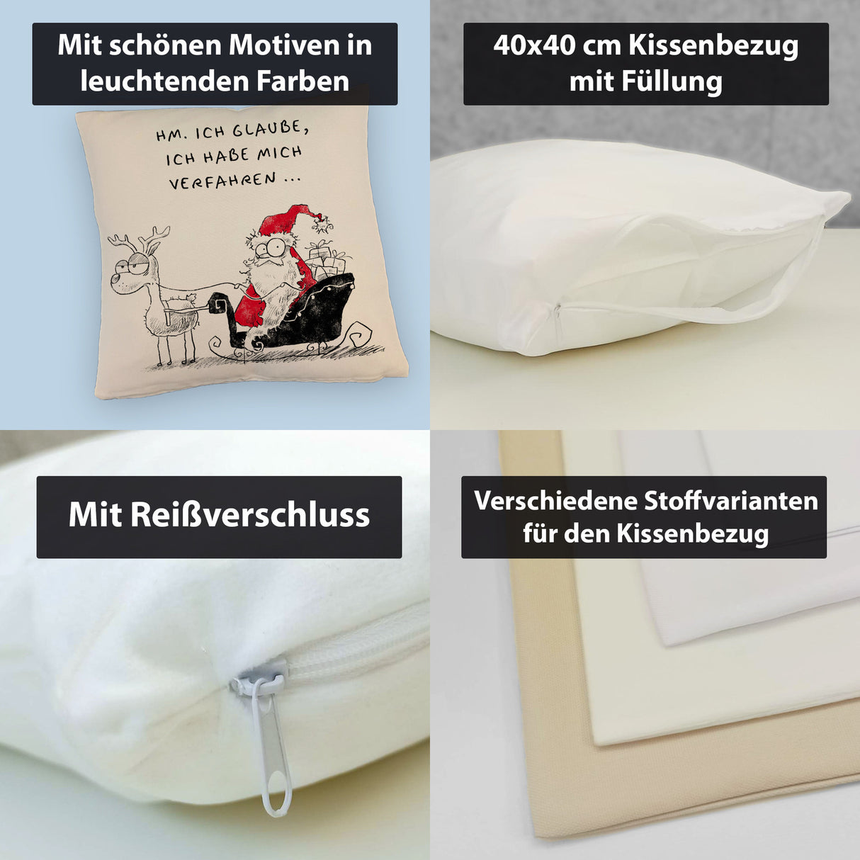 Weihnachtsmann am Naschen Kissen mit Spruch Erwischt