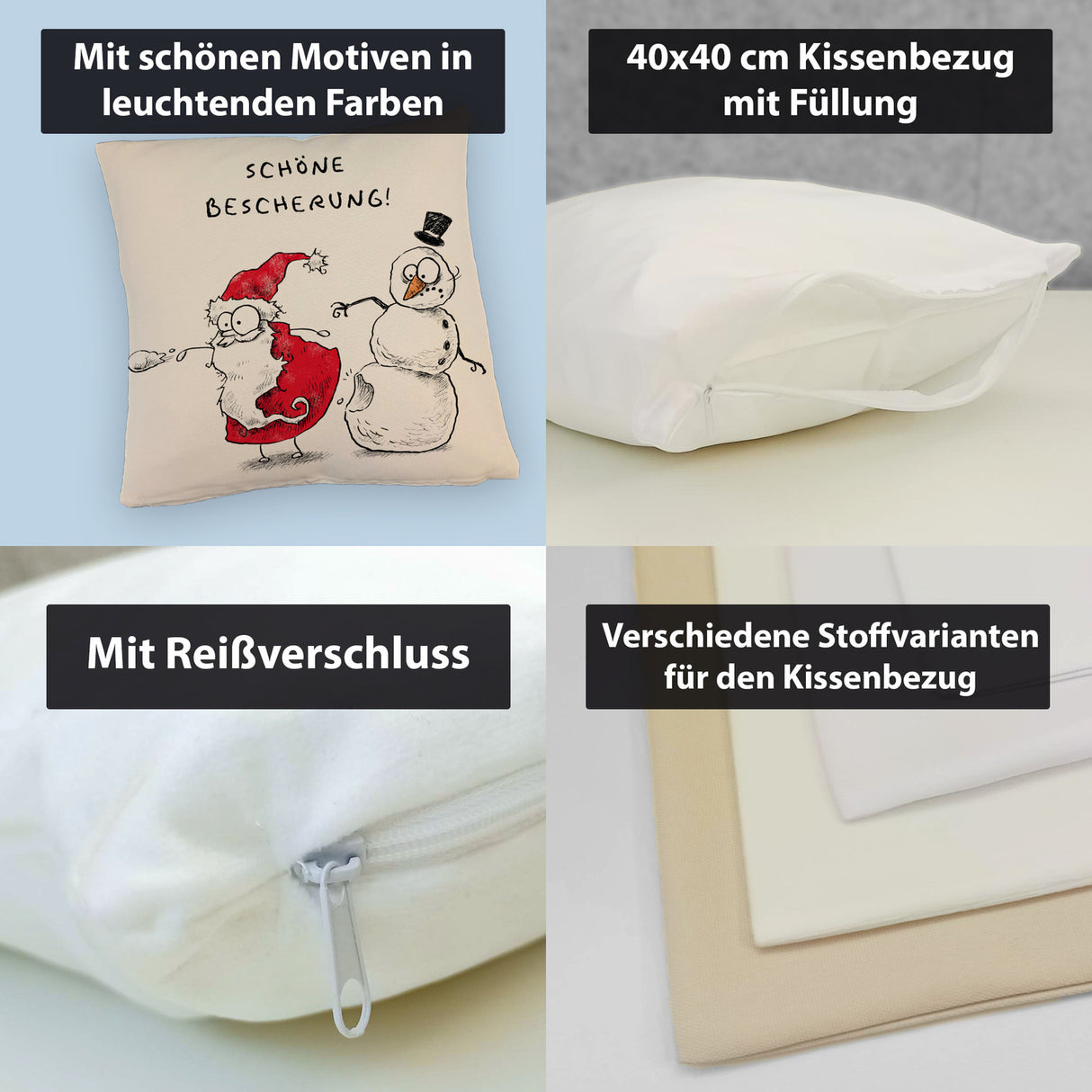 Weihnachtsmann am Naschen Kissen mit Spruch Erwischt