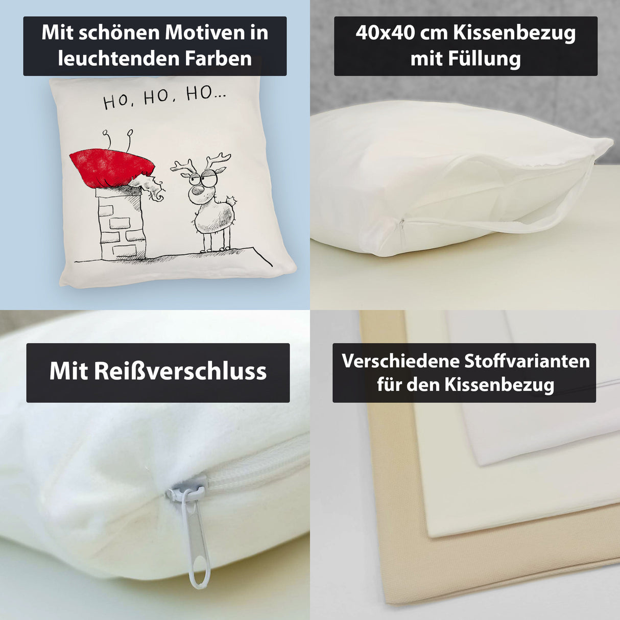 Weihnachtsmann am Naschen Kissen mit Spruch Erwischt