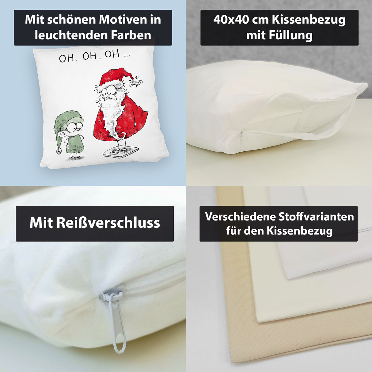 Weihnachtsmann am Naschen Kissen mit Spruch Erwischt