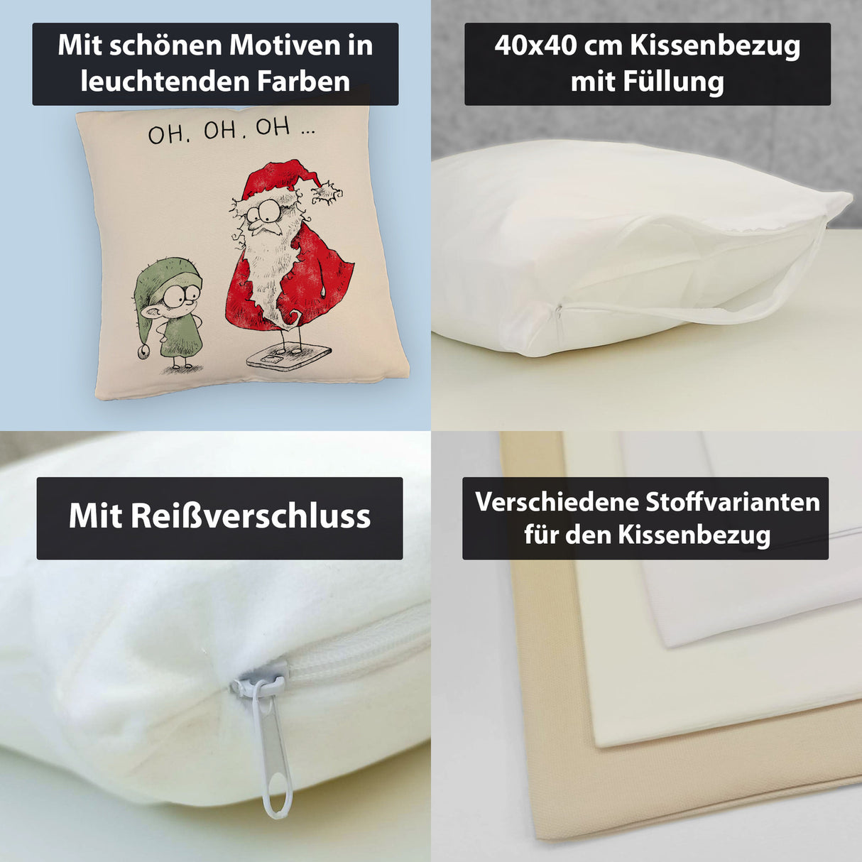 Weihnachtsmann am Naschen Kissen mit Spruch Erwischt